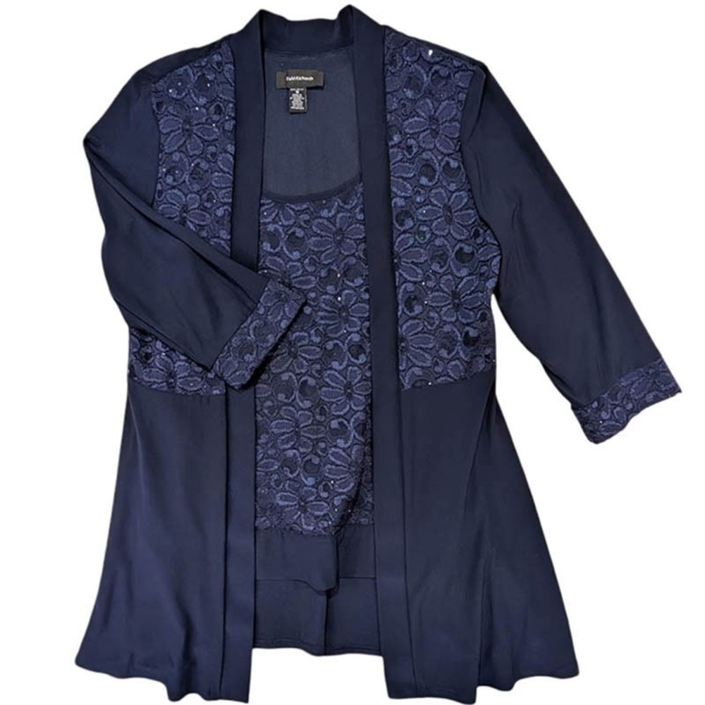 R&M Richards Sequins Cardigan Shell Womens 10 Blue Mother‎ of the Bride Evening